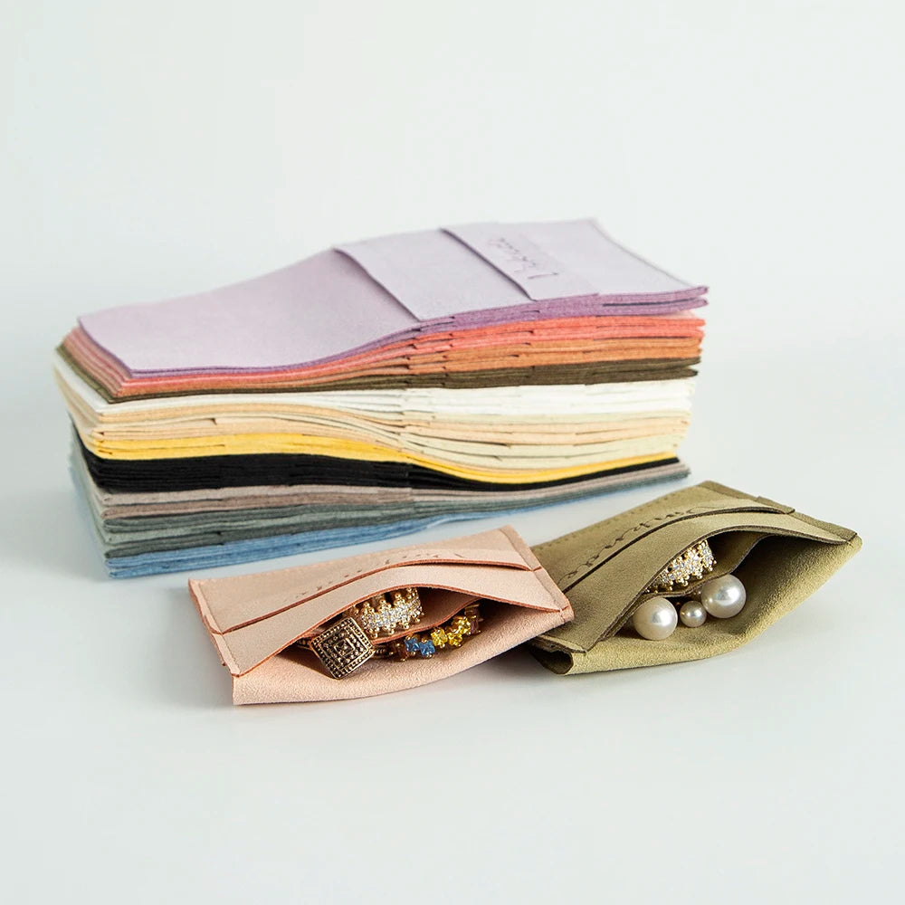 50pcs Microfiber Velvet Cotton Gift Bags with Compartment Custom Logo 10x10cm Jewelry Packaging Dust Pouches Wedding Party Sack