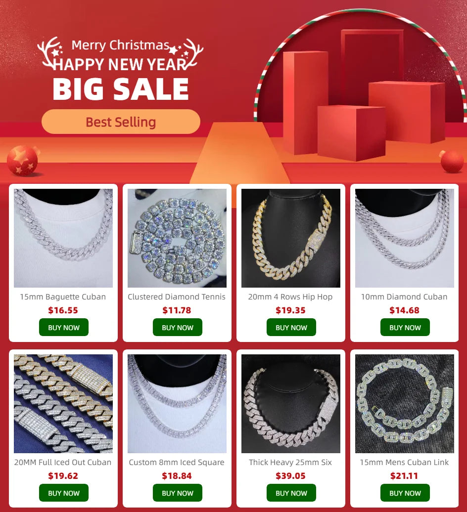 HHIOK Hip Hop Necklace for Men Colored Zircon Geometric Chain White Gold Plated Jewelry Trendy Gift for Men Women