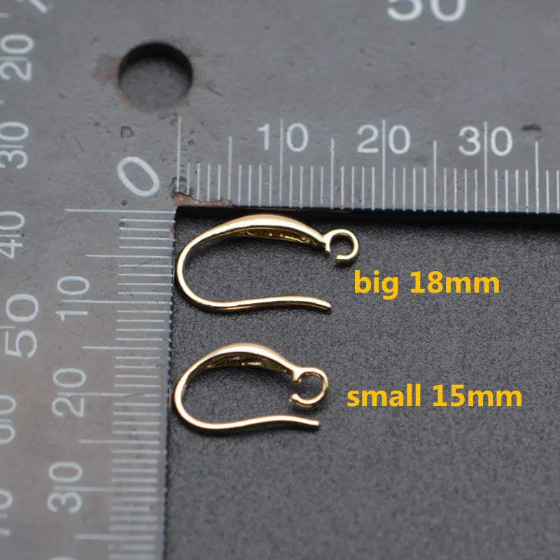 Real Gold Plated Earrings Hooks Color Remain Nickle Free Anti-rust Metal Ear Wire Jewelry Findings 50pcs