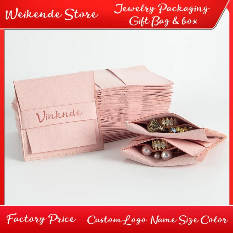 50pcs Microfiber Velvet Cotton Gift Bags with Compartment Custom Logo 10x10cm Jewelry Packaging Dust Pouches Wedding Party Sack