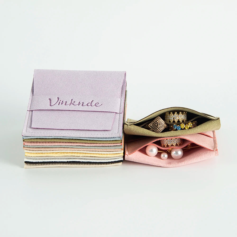 50pcs Microfiber Velvet Cotton Gift Bags with Compartment Custom Logo 10x10cm Jewelry Packaging Dust Pouches Wedding Party Sack