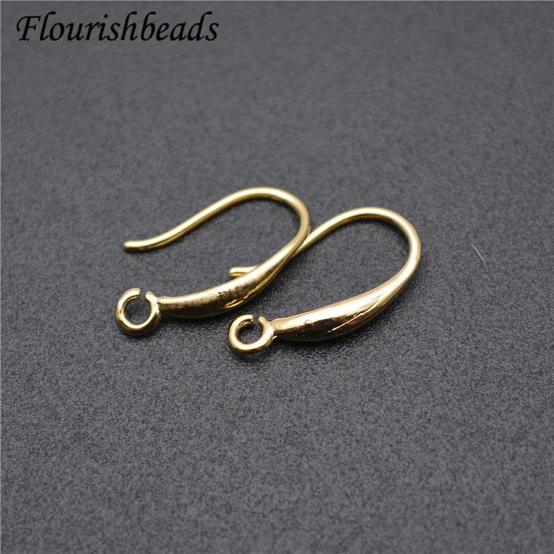 Real Gold Plated Earrings Hooks Color Remain Nickle Free Anti-rust Metal Ear Wire Jewelry Findings 50pcs
