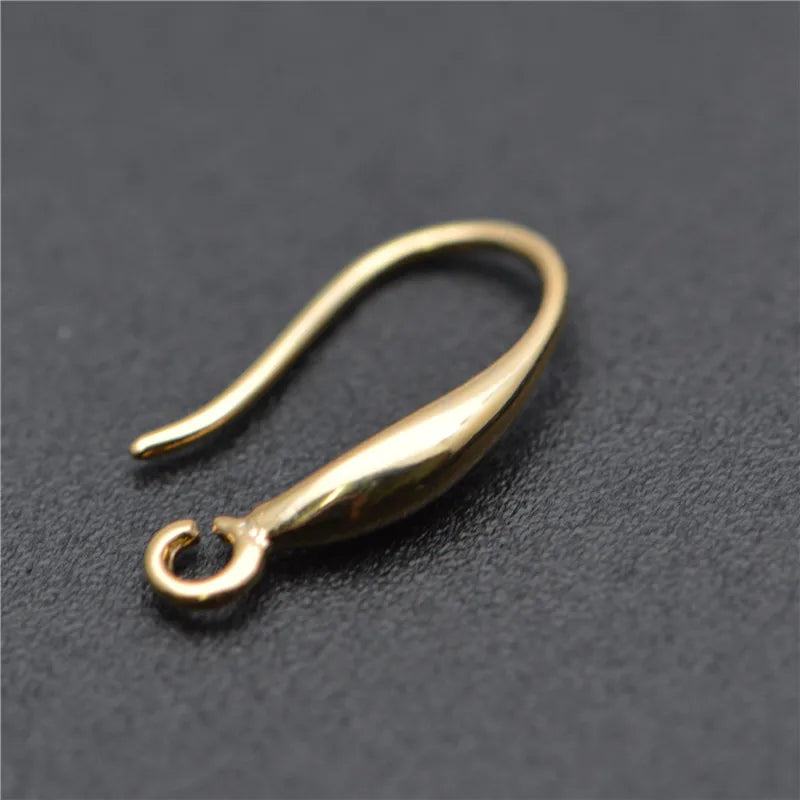 Real Gold Plated Earrings Hooks Color Remain Nickle Free Anti-rust Metal Ear Wire Jewelry Findings 50pcs