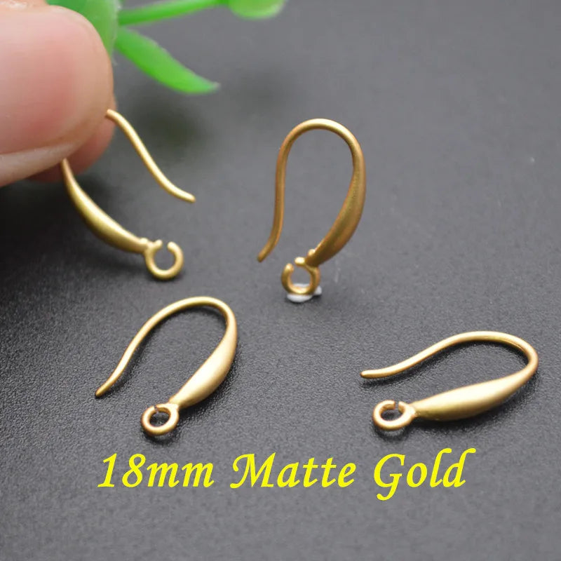 Real Gold Plated Earrings Hooks Color Remain Nickle Free Anti-rust Metal Ear Wire Jewelry Findings 50pcs